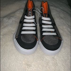 High top sneakers.